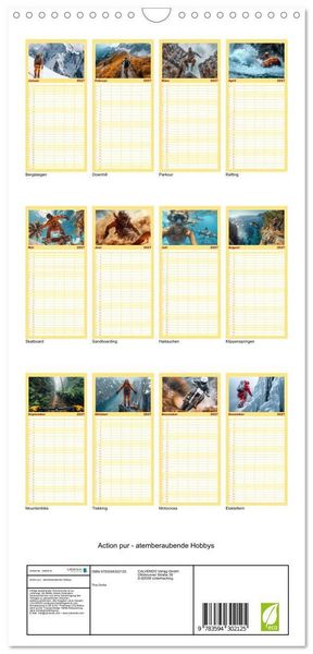 Produktbild: Familienplaner 2027 - Action pur - atemberaubende Hobbys mit 5 Spalten (Wandkalender, 21 x 45 cm) CALVENDO