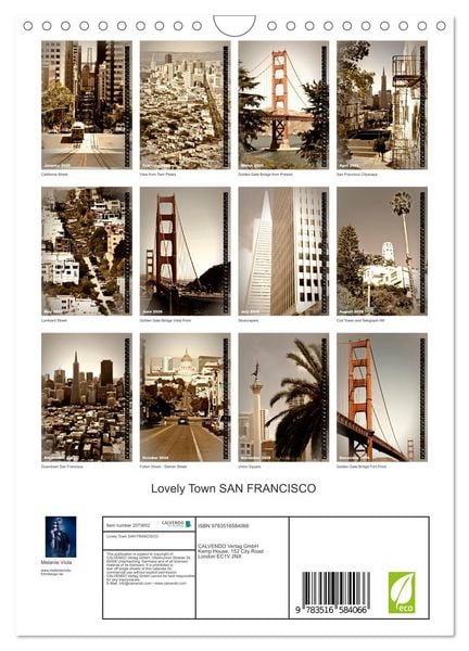 Produktbild: Lovely Town SAN FRANCISCO (Wall Calendar 2026 DIN A4 portrait), CALVENDO 12 Month Wall Calendar
