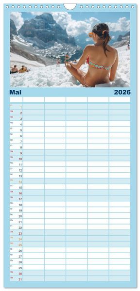 Produktbild: Familienplaner 2026 - Eisbaden mit 5 Spalten (Wandkalender, 21 x 45 cm) CALVENDO