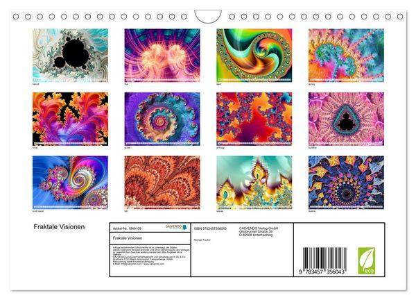 Produktbild: Fraktale Visionen (Wandkalender 2026 DIN A4 quer), CALVENDO Monatskalender