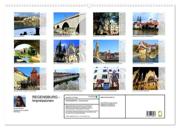 Produktbild: REGENSBURG - Impressionen (Wandkalender 2026 DIN A2 quer), CALVENDO Monatskalender