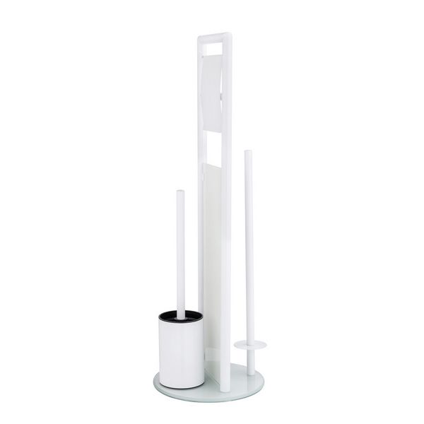 Produktbild: Stand WC-Garnitur Mod. Ravina Wei&szlig;, 3-in-1 Funktion mit Ersatzrollenhalter
