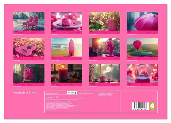 Produktbild: Kalender in PINK (hochwertiger Premium Wandkalender 2026 DIN A2 quer), Kunstdruck in Hochglanz