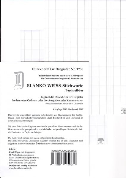 DürckheimRegister® BLANKO: WEISS-GROSS Beschreibbar