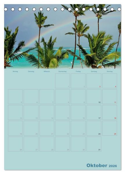 Produktbild: Karibik - Sonne, Strand und Palmen (Tischkalender 2026 DIN A5 hoch), CALVENDO Monatskalender