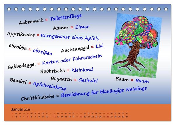 De Hessisch-Kalenner - hessisch babbele lerne in aam Johr (Tischkalender 2025 DIN A5 quer), CALVENDO Monatskalender