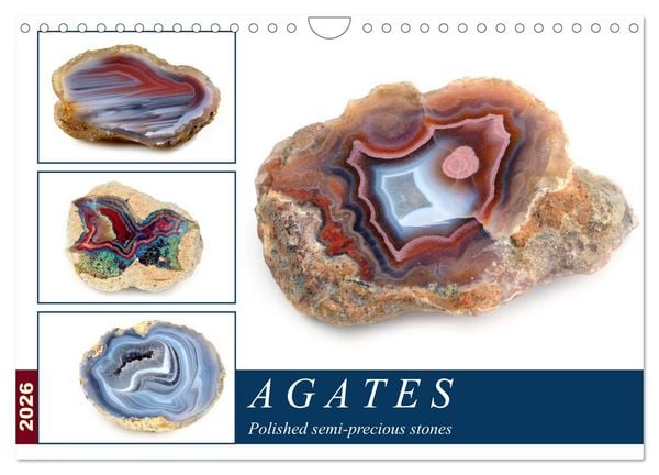 Produktbild: Agates - Polished semi-precious stones (Wall Calendar 2026 DIN A4 landscape), CALVENDO 12 Month Wall Calendar
