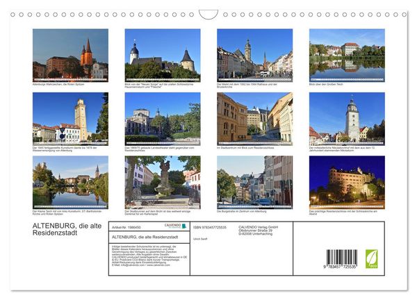 Produktbild: ALTENBURG, die alte Residenzstadt (Wandkalender 2026 DIN A3 quer), CALVENDO Monatskalender
