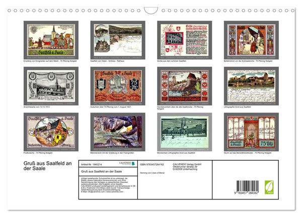 Produktbild: Gru&szlig; aus Saalfeld an der Saale (Wandkalender 2026 DIN A3 quer), CALVENDO Monatskalender