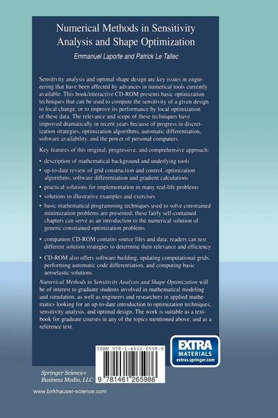 Produktbild: Numerical Methods in Sensitivity Analysis and Shape Optimization