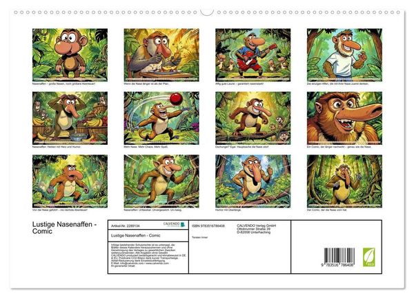 Produktbild: Lustige Nasenaffen - Comic (hochwertiger Premium Wandkalender 2027 DIN A2 quer), Kunstdruck in Hochglanz