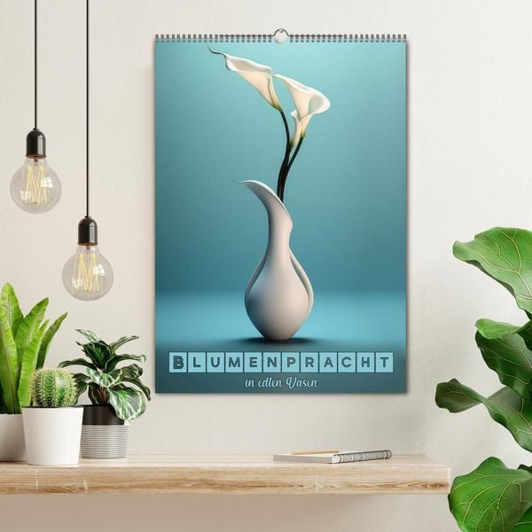 Produktbild: Blumenpracht in edlen Vasen (Wandkalender 2026 DIN A2 hoch), CALVENDO Monatskalender