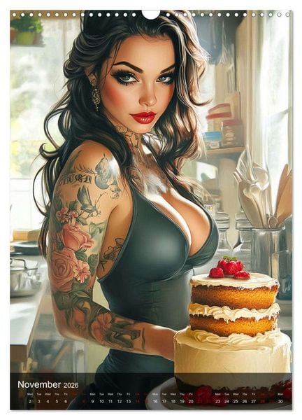 Produktbild: Tattoo Girls and Cakes (Wall Calendar 2026 DIN A3 portrait), CALVENDO 12 Month Wall Calendar