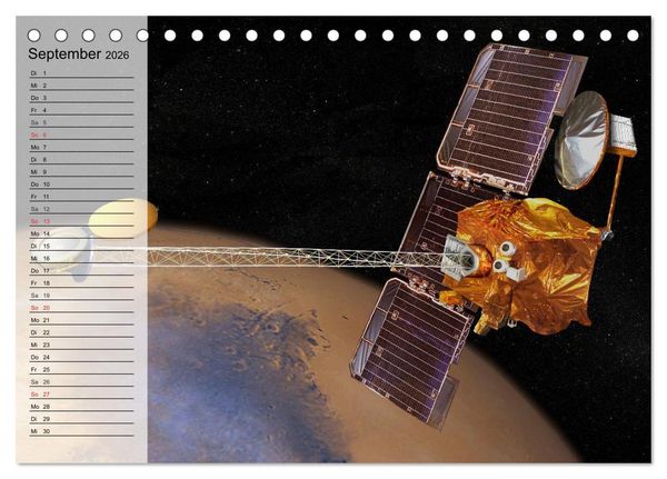 Produktbild: Missionen im Weltall (Tischkalender 2026 DIN A5 quer), CALVENDO Monatskalender