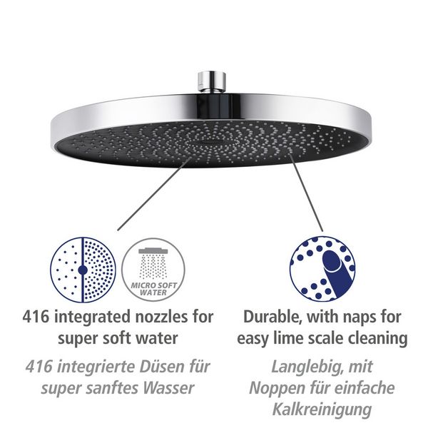Produktbild: Duschsystem Mod. Softwater Chrom, einfacher Anschluss an bestehende Armatur oder Wandanschlussbogen