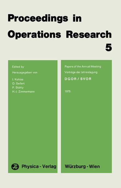 Produktbild: Proceedings in Operations Research 5