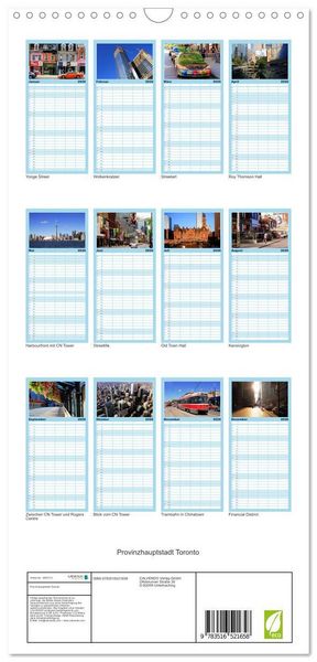 Produktbild: Familienplaner 2026 - Provinzhauptstadt Toronto mit 5 Spalten (Wandkalender, 21 x 45 cm) CALVENDO