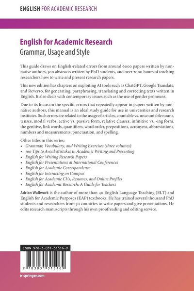 Produktbild: English for Academic Research: Grammar, Usage and Style