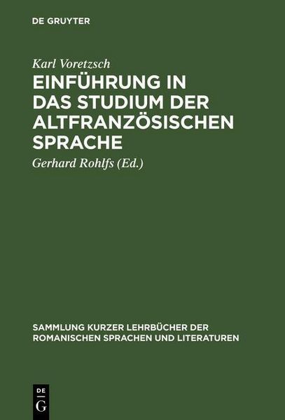Produktbild: Einf&uuml;hrung in das Studium der altfranz&ouml;sischen Sprache