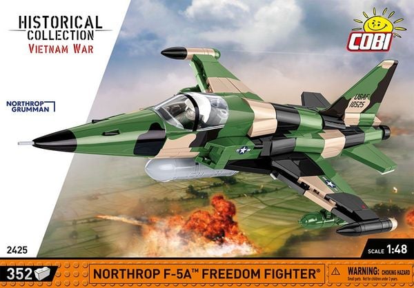 Produktbild: COBI Historical Collection 2425 - Northrop F-5A Freedom Fighter, Kampfflugzeug, Vietman War, 1:48 Bausatz, 352 Klemmbausteine/1 Figur