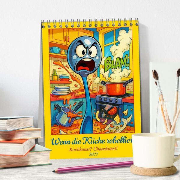 Produktbild: Wenn die K&uuml;che rebelliert - Kochkunst? Chaoskunst! (Tischkalender 2027 DIN A5 hoch), CALVENDO Monatskalender