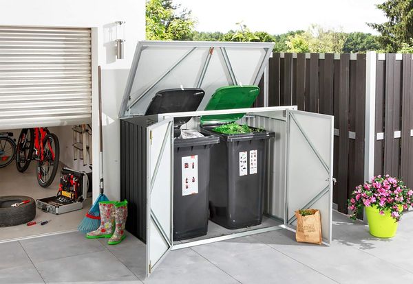 Produktbild: Metall M&uuml;lltonnenbox Schloss 2x 240 l abschlie&szlig;bar