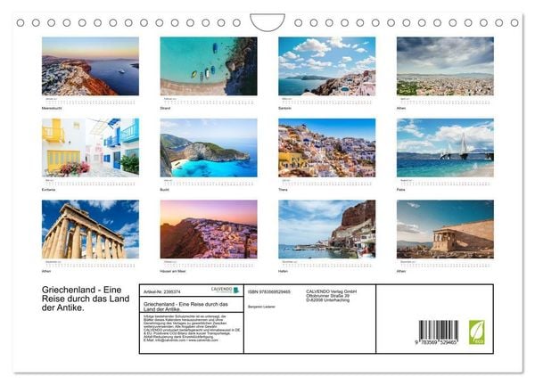 Produktbild: Griechenland - Eine Reise durch das Land der Antike. (Wandkalender 2027 DIN A4 quer), CALVENDO Monatskalender