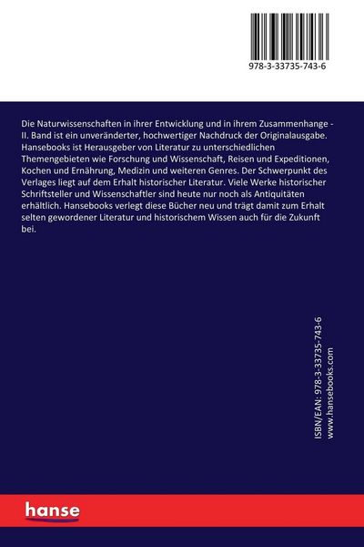 Produktbild: Die Naturwissenschaften in ihrer Entwicklung und in ihrem Zusammenhange
