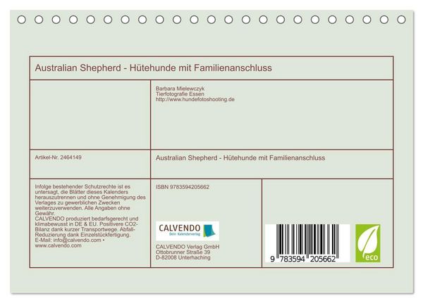 Produktbild: Australian Shepherd - H&uuml;tehunde mit Familienanschluss (Tischkalender 2027 DIN A5 quer), CALVENDO Monatskalender