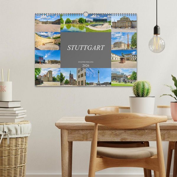 Produktbild: Stuttgart Stadtrundgang (Wandkalender 2026 DIN A3 quer), CALVENDO Monatskalender