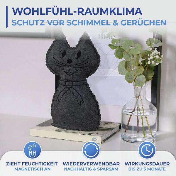 Produktbild: Raumentfeuchter Mod. Katze, 2er Set, schwerer T&uuml;rstopper