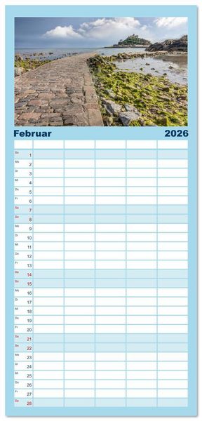 Produktbild: Familienplaner 2026 - Eine Reise durch S&uuml;dengland mit 5 Spalten (Wandkalender, 21 x 45 cm) CALVENDO