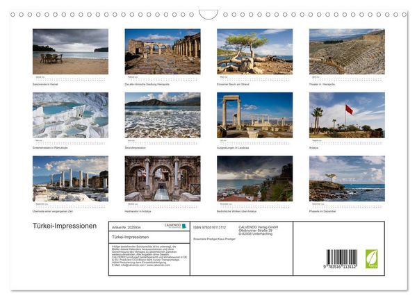 Produktbild: T&uuml;rkei-Impressionen (Wandkalender 2026 DIN A3 quer), CALVENDO Monatskalender