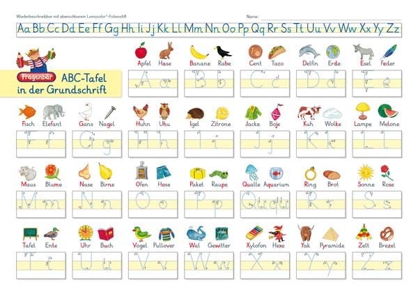 Fragenbär-Lerntafel: ABC-Tafel in der Grundschrift, 32 x 22,5 cm