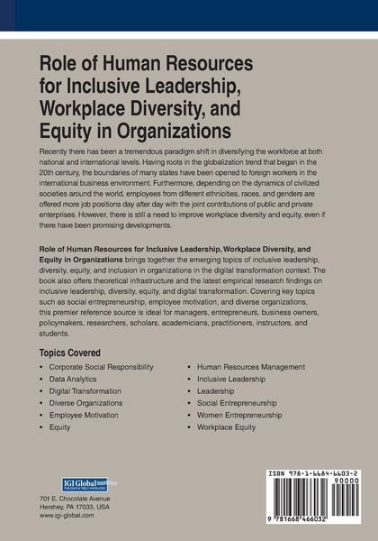Produktbild: Role of Human Resources for Inclusive Leadership, Workplace Diversity, and Equity in Organizations