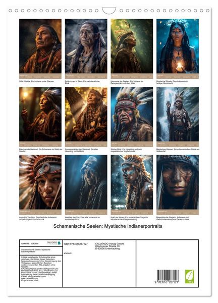 Produktbild: Schamanische Seelen: Mystische Indianerportraits (Wandkalender 2026 DIN A3 hoch), CALVENDO Monatskalender