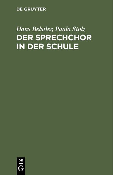 Produktbild: Der Sprechchor in der Schule