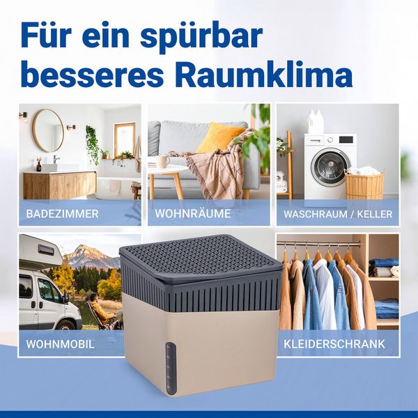 Produktbild: Raumentfeuchter Mod. Cube Beige 500 g, 2er Set, beugt Schimmel und Ger&uuml;chen vor