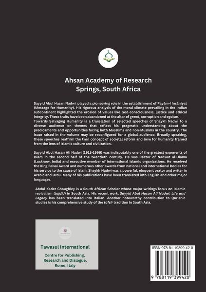 Produktbild: Towards Salvaging Humanity (Selected Speeches)