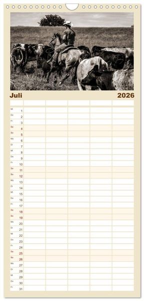 Produktbild: Familienplaner 2026 - Westernreiten mit 5 Spalten (Wandkalender, 21 x 45 cm) CALVENDO
