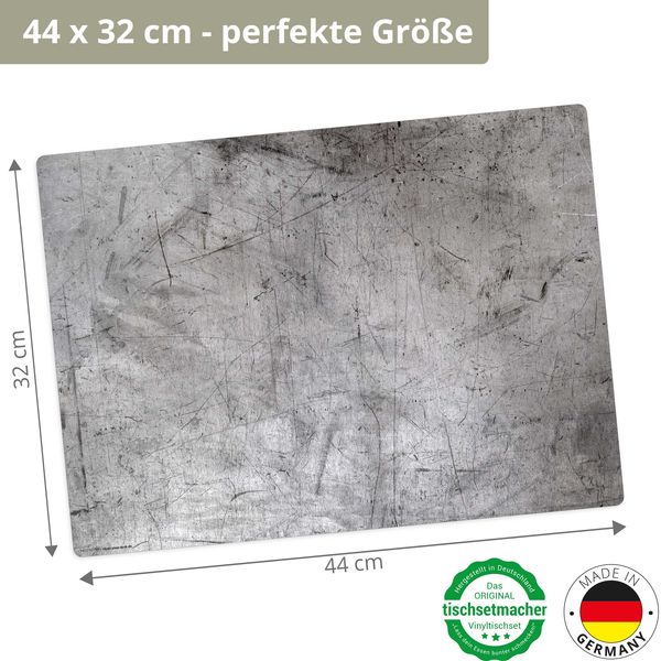 Produktbild: Tischsetmacher Tischsets Vintage Metallplatte Used-Look, aus hochwertigem Vinyl (4 St&uuml;ck), 44 x 32 cm