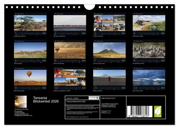 Produktbild: Tansania Blickwinkel 2026 (Wandkalender 2026 DIN A4 quer), CALVENDO Monatskalender