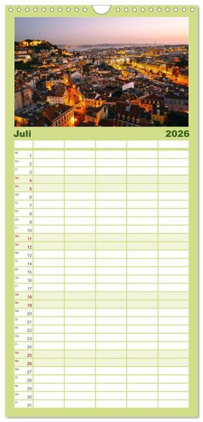 Produktbild: Familienplaner 2026 - Lissabon - Portugals sch&ouml;ne Hauptstadt. mit 5 Spalten (Wandkalender, 21 x 45 cm) CALVENDO