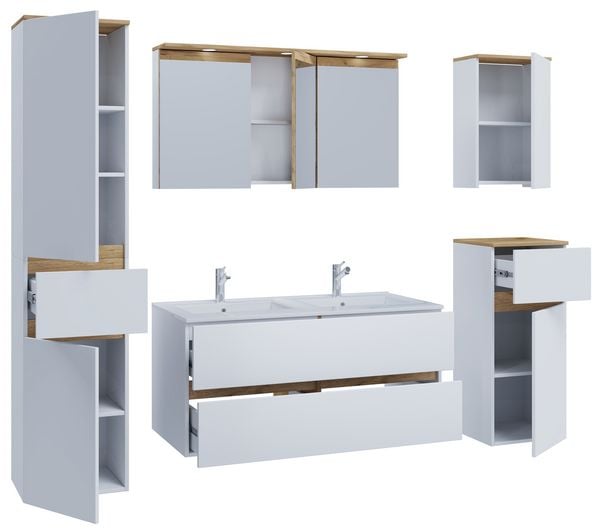 6 tlg. Badmöbel-Set mit Waschbecken Cosila-I 111cm