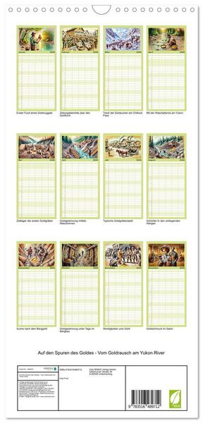 Produktbild: Familienplaner 2026 - Auf den Spuren des Goldes - Vom Goldrausch am Yukon River mit 5 Spalten (Wandkalender, 21 x 45 cm) CALVENDO