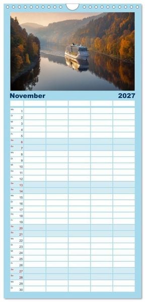 Produktbild: Familienplaner 2027 - Kreuzfahrtschiffe Kalender - Kreuzfahrten und Giganten der Meere mit 5 Spalten (Wandkalender, 21 x 45 cm) CALVENDO