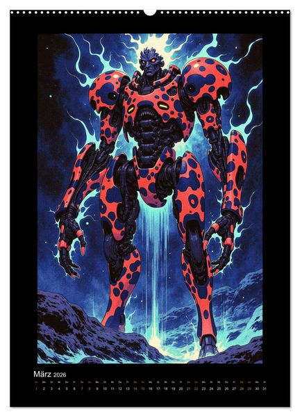 Produktbild: Cybertronic Chaos: Anime-inspirierte KI- Charaktere (Wandkalender 2026 DIN A2 hoch), CALVENDO Monatskalender