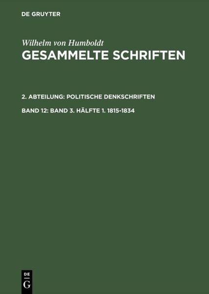 Produktbild: Band 3. H&auml;lfte 1. 1815&ndash;1834