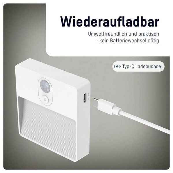 Produktbild: Ansmann Sensor-Nachtlicht NL5R wiederaufladbar 1600-0481 Nachtlicht mit Bewegungsmelder Rund LED Warmwei&szlig; Wei&szlig;