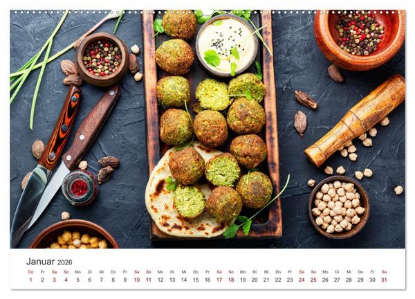Produktbild: Veganer Essen - Pflanzenbasierte K&ouml;stlichkeiten (Wandkalender 2026 DIN A2 quer), CALVENDO Monatskalender